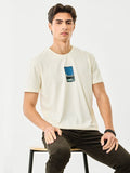 Zibilo Minimal Graphic T-Shirt for Men – Off White Casual Printed Tee