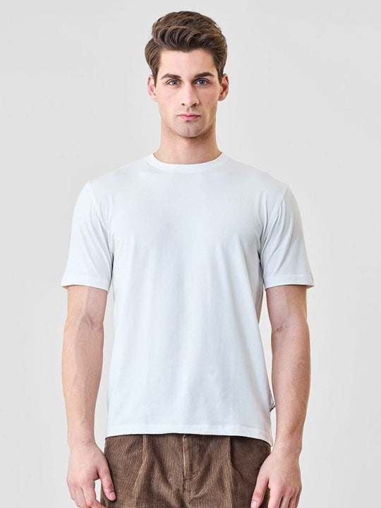 Zibilo Premium Solid White Crew Neck T-Shirt for Men | Soft Cotton Regular Fit Tee