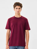 Premium Maroon Oversized Cotton T-Shirt for Men | Casual Crew Neck Tee